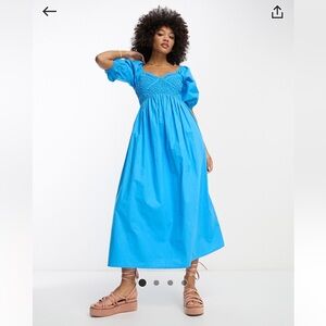 NWT ASOS 100% cotton shirred corset midi dress size 2